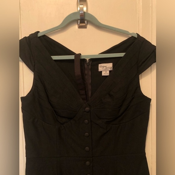 NWOT Unique Vintage Black Peplum Wiggle Business Pinup Dress 2XL - Picture 3 of 4